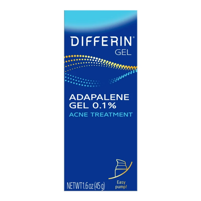 Differin Acne Treatment Gel, Retinoid Treatment with 0.1% Adapalene, 1.6oz (45g) Pump